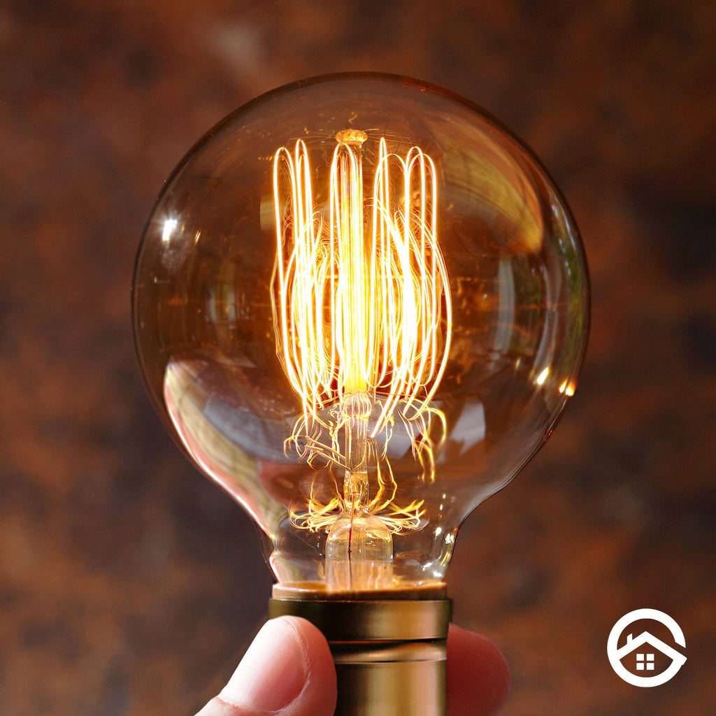 Basics Hardware Edison Light Bulb | Antique Vintage Style Light | Amber Warm Incandescent | (4 Globe Bulbs)