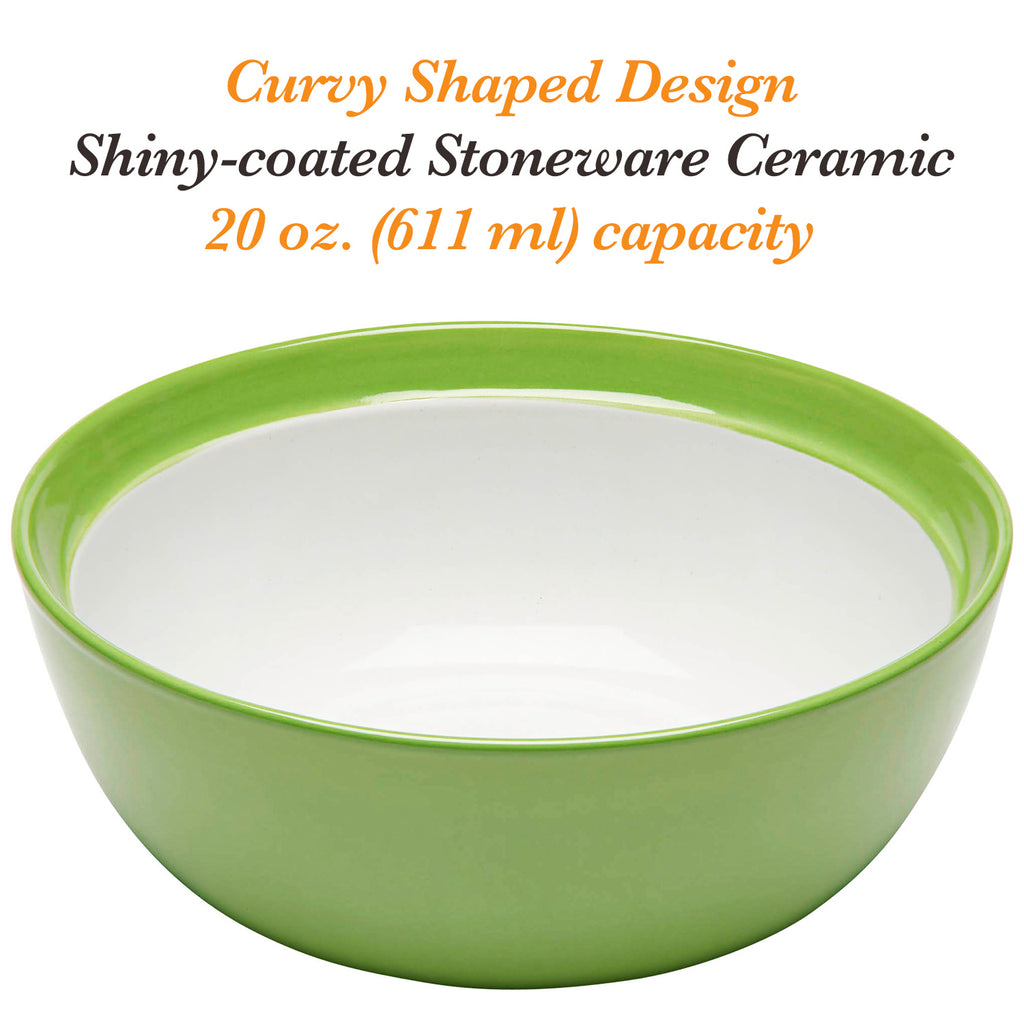 Amethya Premium Ceramic Set of 6, Colorful Meal Stoneware (Breakfast Bowls)