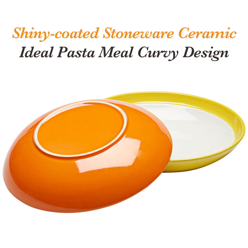 Amethya Premium Ceramic Set of 6, Colorful Meal Stoneware (Pasta and Salad Bowls)