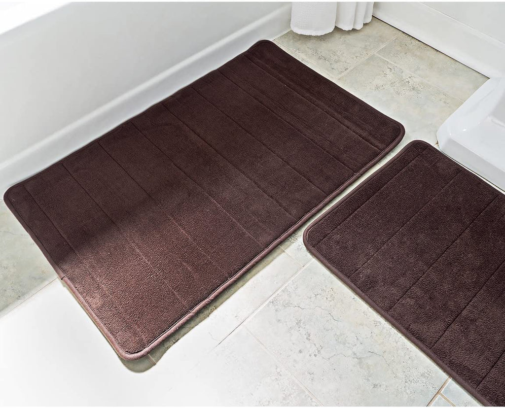Over the Floor Bathroom Rug Mat, 5-Piece Set Memory Foam, Extra Soft Non-Slip Back (Brown)