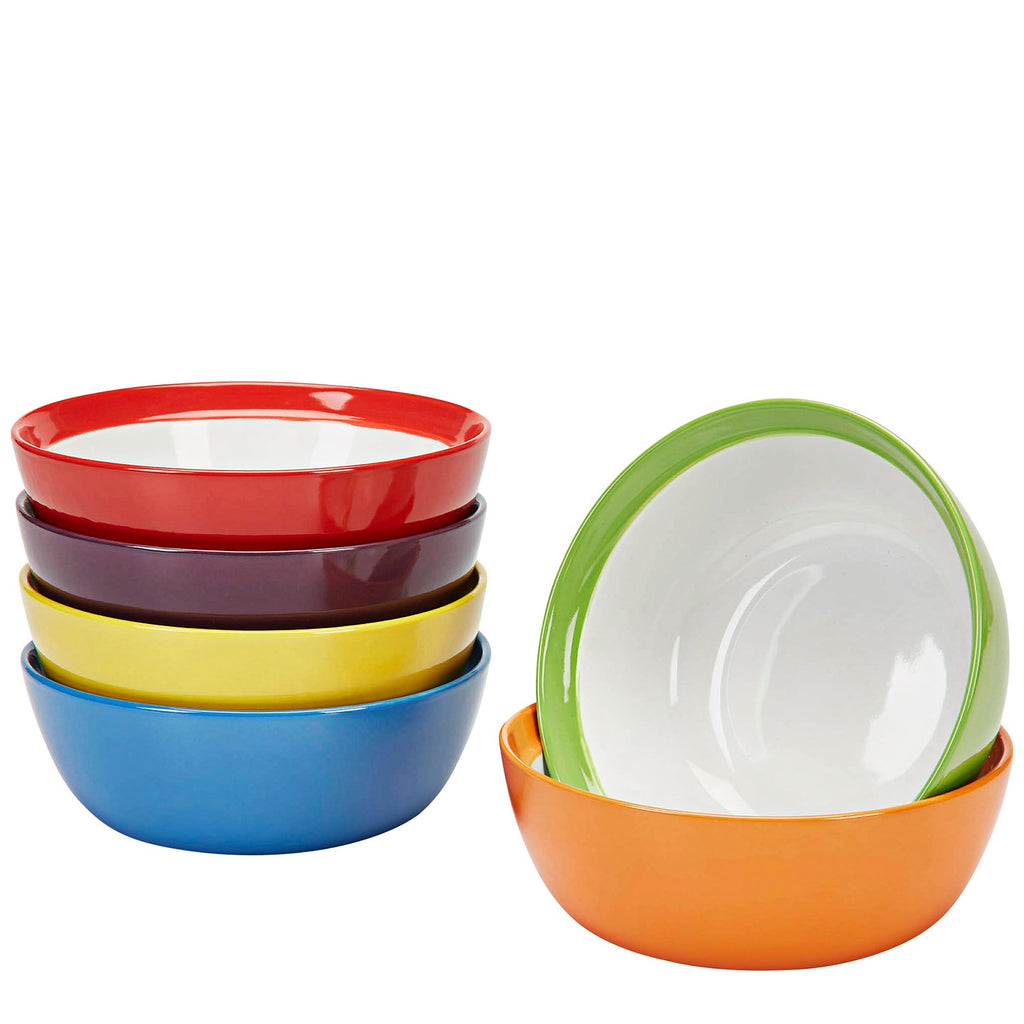 Amethya Premium Ceramic Set of 6, Colorful Meal Stoneware (Breakfast Bowls)