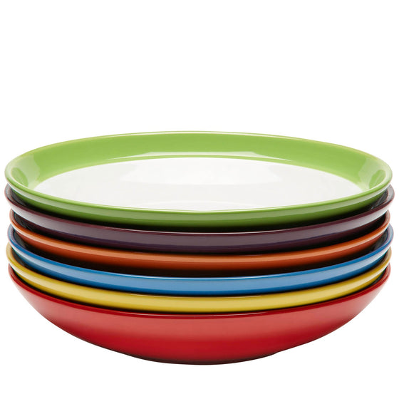 Amethya Premium Ceramic Set of 6, Colorful Meal Stoneware (Pasta and Salad Bowls)